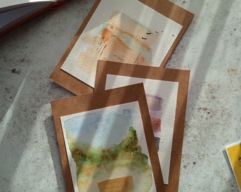 Set of 3 watercolour cards/hand painted/ pattern/ watercolour paper/greeting card/ abstract/ watercolour loose