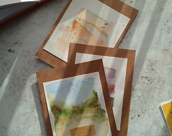 Juego de 3 tarjetas de acuarela/pintadas a mano/patrón/papel de acuarela/tarjeta de felicitación/abstracto/acuarela suelta