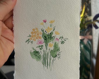 Tarjeta de felicitación pintada a mano / flores silvestres / tarjeta de cumpleaños