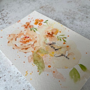 Original hand painted post card watercolour flowers leaves birthday watercolour gift pattern image 5