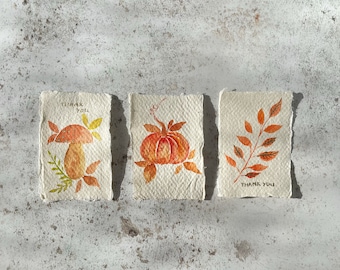 Ensemble original de cartes d'automne à l'aquarelle peinte à la main