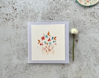 Tarjeta de felicitación pintada a mano/flores de acuarela/tarjeta de cumpleaños