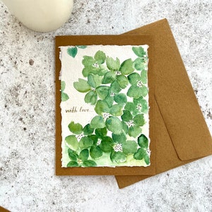 Aquarell grüne Blumen Postkarte original handgemalt