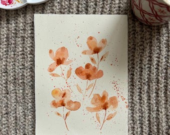 Tarjeta de felicitación pintada a mano con acuarela tamaño A5