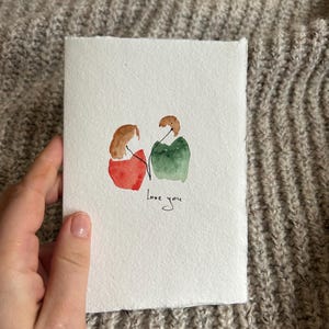 Biglietto d'auguri dipinto a mano/San Valentino/acquerello