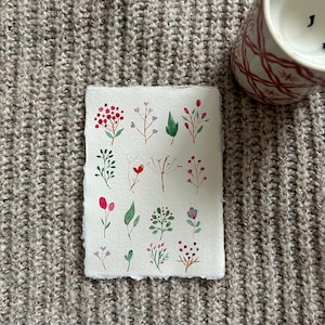 Oorspronkelijke handgeschilderde aquarel bloemenkaart