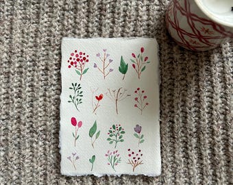 Tarjeta de flores de acuarela pintada a mano originalmente.