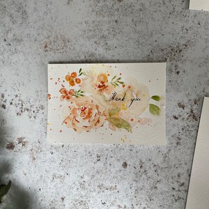 Original hand painted post card watercolour flowers leaves birthday watercolour gift pattern image 4