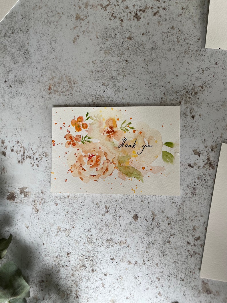 Original hand painted post card watercolour flowers leaves birthday watercolour gift pattern image 4