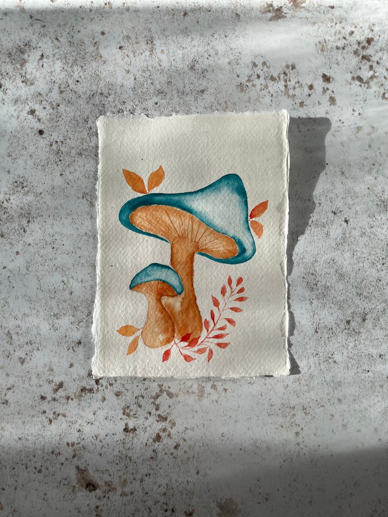 Carte postale originale de champignon peinte à la main image 3