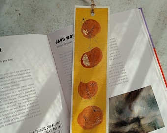 Vibrant hand painted bookmark watercolour symle style with foil flakes