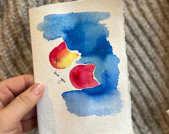 Postal navideña original en acuarela tamaño A6