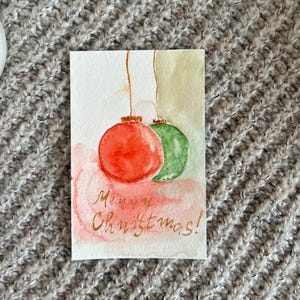 Ursprünglich Weihnachten handgemalte Winterpostkarte 8 x 12 cm