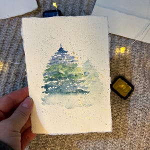 Aquarell Grußkarte Tannenbaum