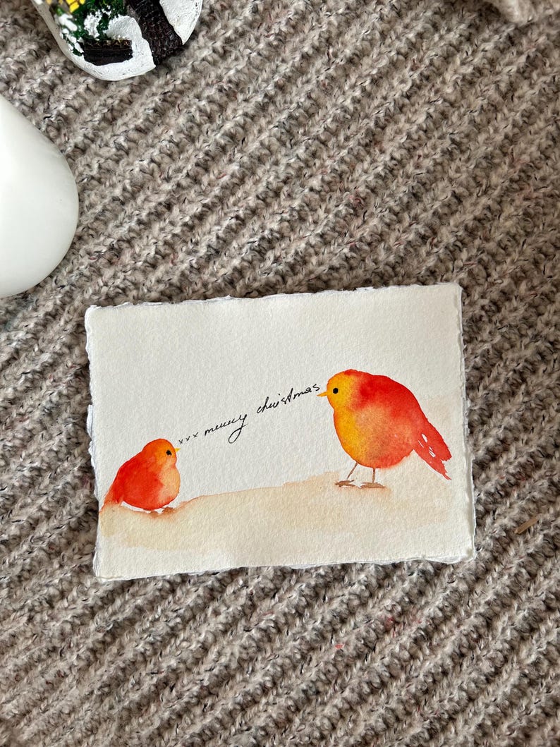 Carte postale originale de Noël aquarelle A6 image 1