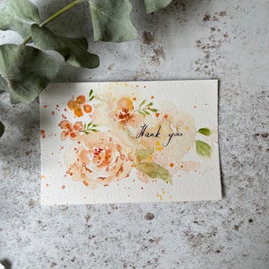 Original hand painted post card watercolour flowers leaves birthday watercolour gift pattern image 2