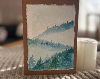 Carte de voeux peinte à la main à l'origine | Forêt d'hiver| 12,5 cm x 17,5 cm