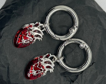 Coeur rouge plaqué argent, breloque chaussure, pendentif pour bottes