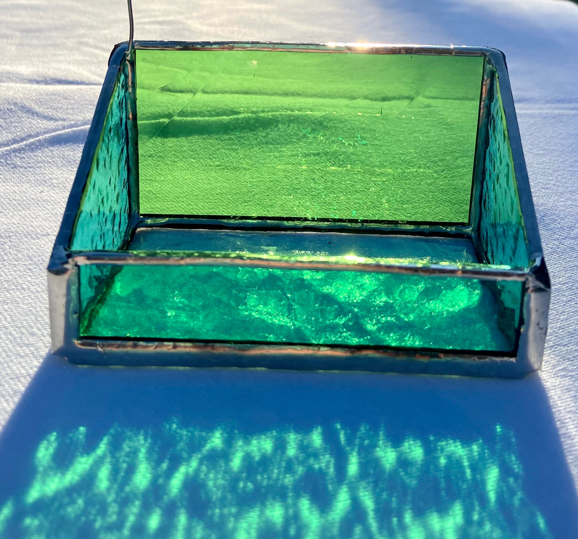 Handmade Stained Glass Business Card Holder turquoise/green Etsy