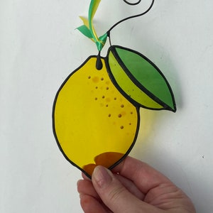 Handmade stained glass lemon - measures approx 12 x 10cm