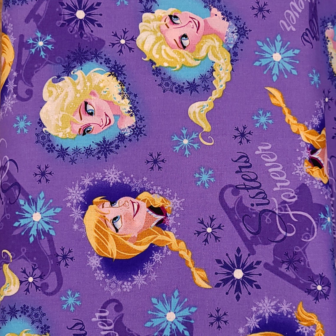 Frozen Sisters on Purple Cotton Fabric by the Yard Etsy