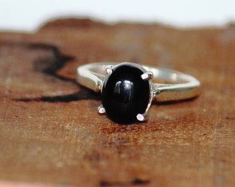 Vintage Style Black Onyx Ring - 925 Sterling Silver Promise Ring