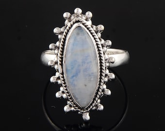 Rainbow Moonstone Ring , Moonstone Ring , Moonstone Silver , Celestial Ring , Moon Ring , 925 Sterling Silver , Gift For Her ,Christmas Gift