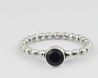 Handmade Black Onyx Sterling Silver Ring, Artisan Jewelry