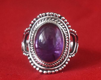 Sterling Silver Amethyst Ring: February Birthstone Stacking Ring