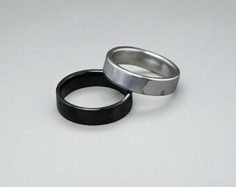Engraved Stainless Steel Ring, Minimalist Unisex Band