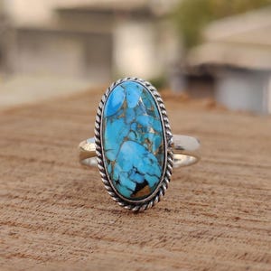 Handmade Sterling Silver Turquoise Ring: Bohemian Statement Jewelry