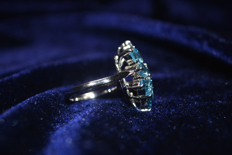 Natural Blue Topaz Statement Ring 92.5 Sterling Silver Engagement Ring Wedding Snd Anniversarey Gift For her on SALE SALE