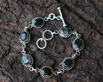 Handmade Moss Agate Bracelet: 925 Sterling Silver Boho Jewelry