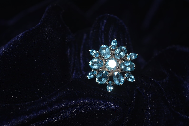 Natural Blue Topaz Statement Ring 92.5 Sterling Silver Engagement Ring Wedding Snd Anniversarey Gift For her on SALE SALE