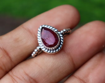 Natural Ruby Ring: Sterling Silver July Birthstone Jewelry