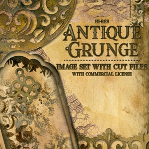 Antique Grunge Image Pack with Cut Files