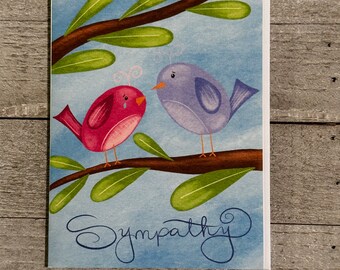 Sympathy Little Birdies Greeting Card : Blank Handmade Greeting Cards Made to Order Perfect for Your Own Message on the Inside