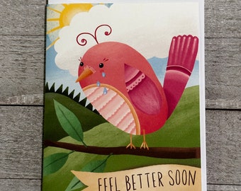 Feel Better Soon Greeting Card : Blank Handmade Greeting Cards Made to Order Perfect for Your Own Message on the Inside