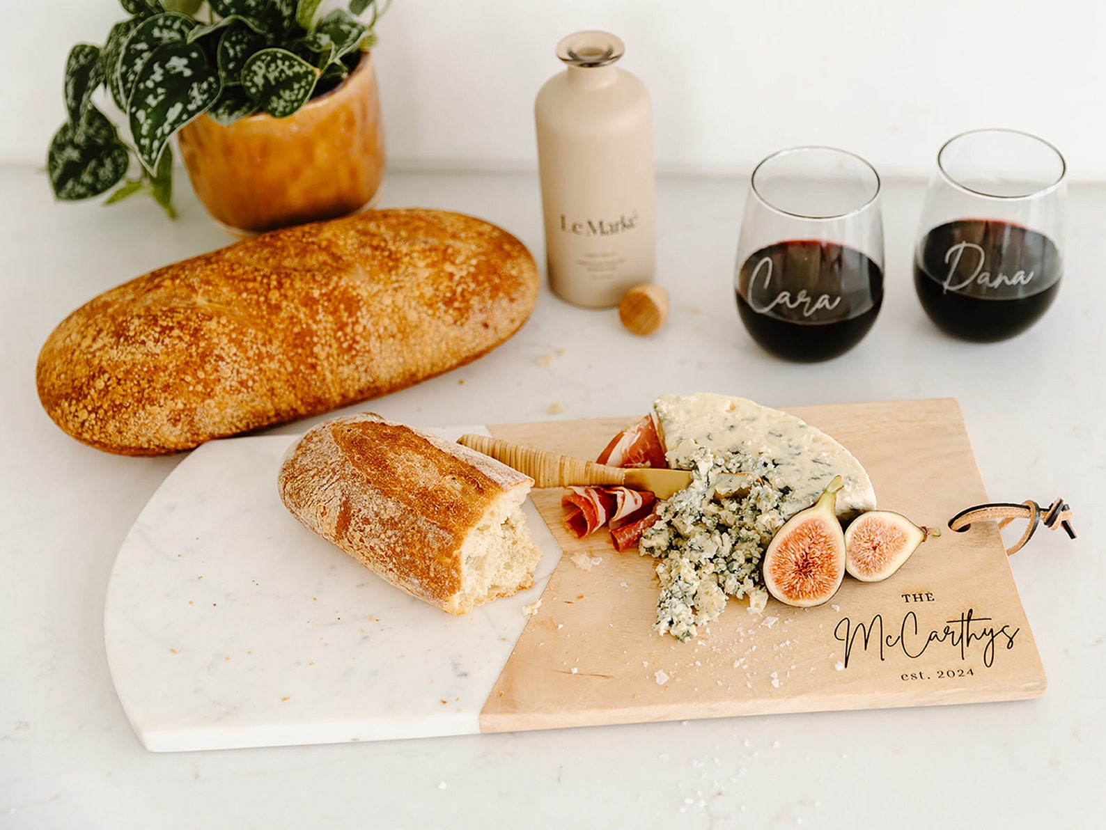 Personalized Charcuterie Board with Spreader Set: Marble/Wood Cheese Board Wedding or Housewarming Gift - Cutting Board Only