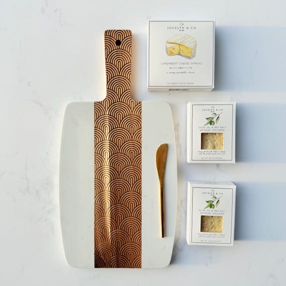 Charcuterie Board Gift Set, Housewarming Gift, Christmas Gift for couple, Corporate Gift with Logo on Back, Client Gift
