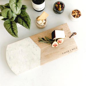 Personalized Charcuterie Board Wedding Gift, Bridal Shower Gift or Housewarming Gift, Custom Cheese Board, Marble and Wood Cutting Board