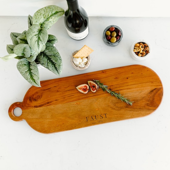 Personalized Cheese Board - Engraved Wood Serving Platter for Charcuterie - Perfect Housewarming or Wedding Gift