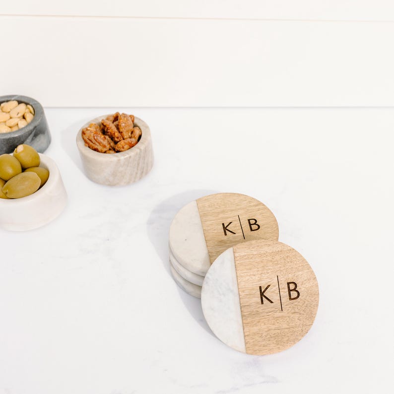 Posavasos personalizados de mármol y madera - Juego de 4 grabados personalizados imagen 10