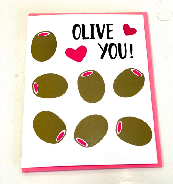 Olive You | Love Card | Valentines Day Card | Blank Inside