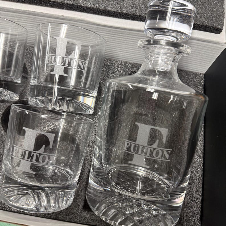 Personalized Whiskey Decanter Set – Custom Engraved Barware Gift for Him image 12