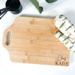 Personalized Bamboo Cutting Board Chef Set: Montessori Kids Cooking Gift