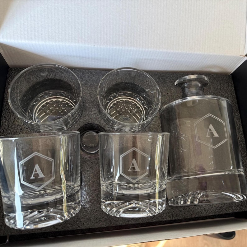 Personalized Whiskey Decanter Set – Custom Engraved Barware Gift for Him image 5