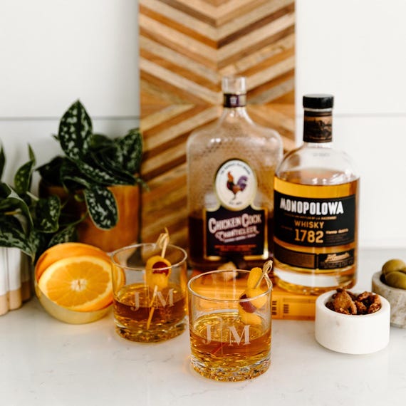 Personalized Etched Whiskey Glass Set