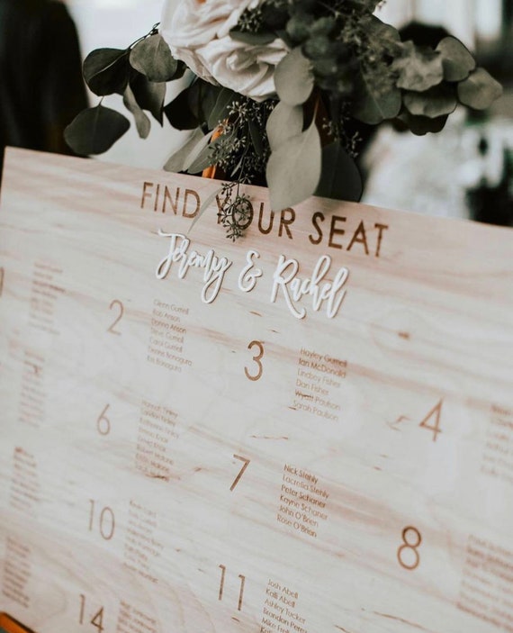 Wedding Guest Seating Chart, Custom Seating Table Chart, Wedding Seating Sign, Find Your Seat, Personalized Wedding Signage Entrance Sign