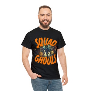 SQUAD GHULS Halloween Süßes oder Saures Unisex Schweres Baumwoll-T-Shirt Bild 5